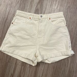 High rise, white/cream, denim, jean shorts. Zara. Size 12. Comfortable